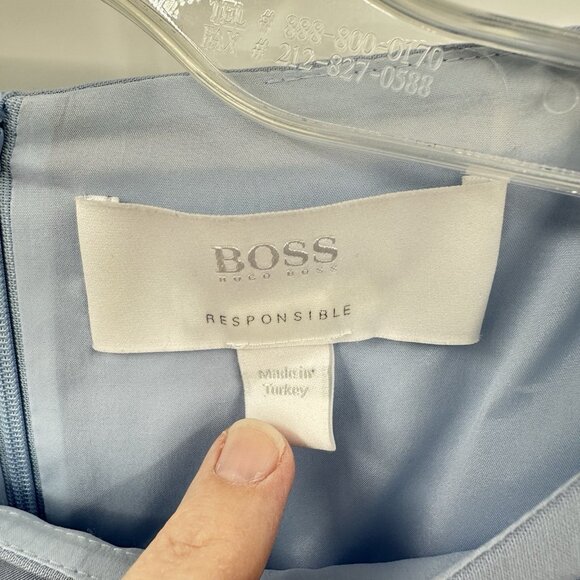 dress shift sheath worsted wool short sleeve business office blue 2 4 - Picture 6 of 6